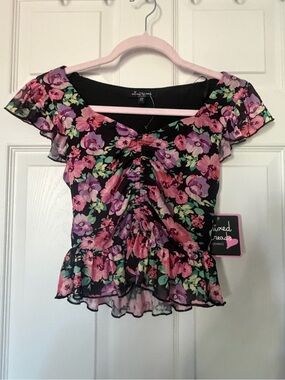 Mixed Threads Cinched Crop Top Floral